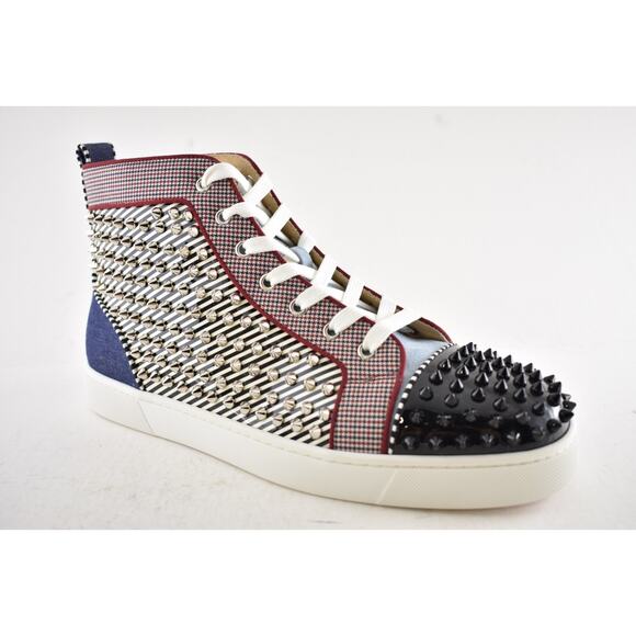 Christian Louboutin Louis Orlato Flat Spike Black White High Top Sneaker 44 11 - Picture 4 of 12